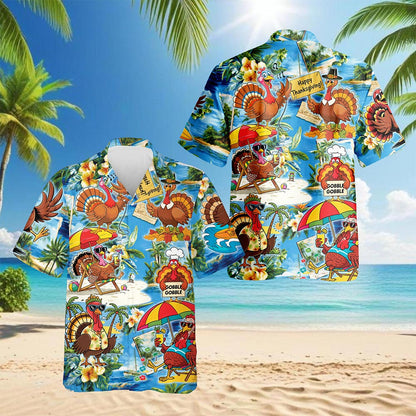 Turkey Happy Thanksgiving Hawaiian Shirt for Men, Button Down Aloha Shirt - Azhawaiian