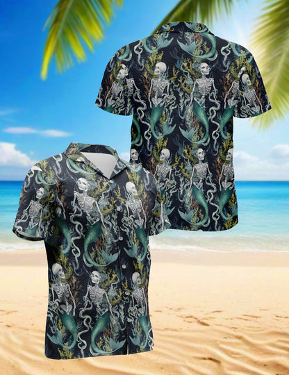 Devil Mermaids Hawaiian Shirt for Men, Button Down Aloha Shirt - Azhawaiian