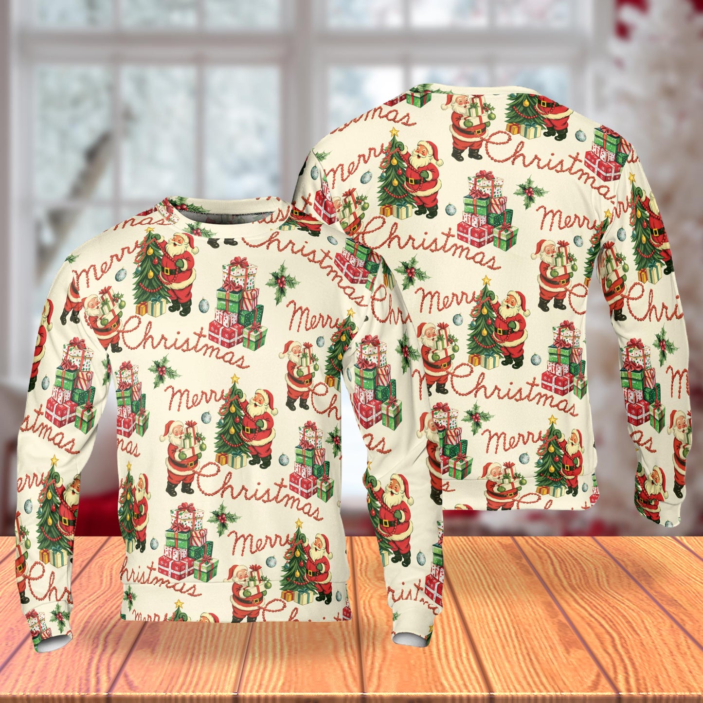 Retro Merry Christmas Santa Unisex Sweatshirt – Christmas 3D All Over Print Design