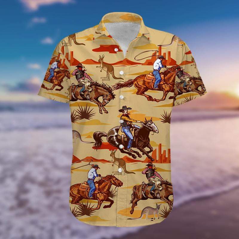 Hawaiian Aloha Shirts Horse Racing Cowboy