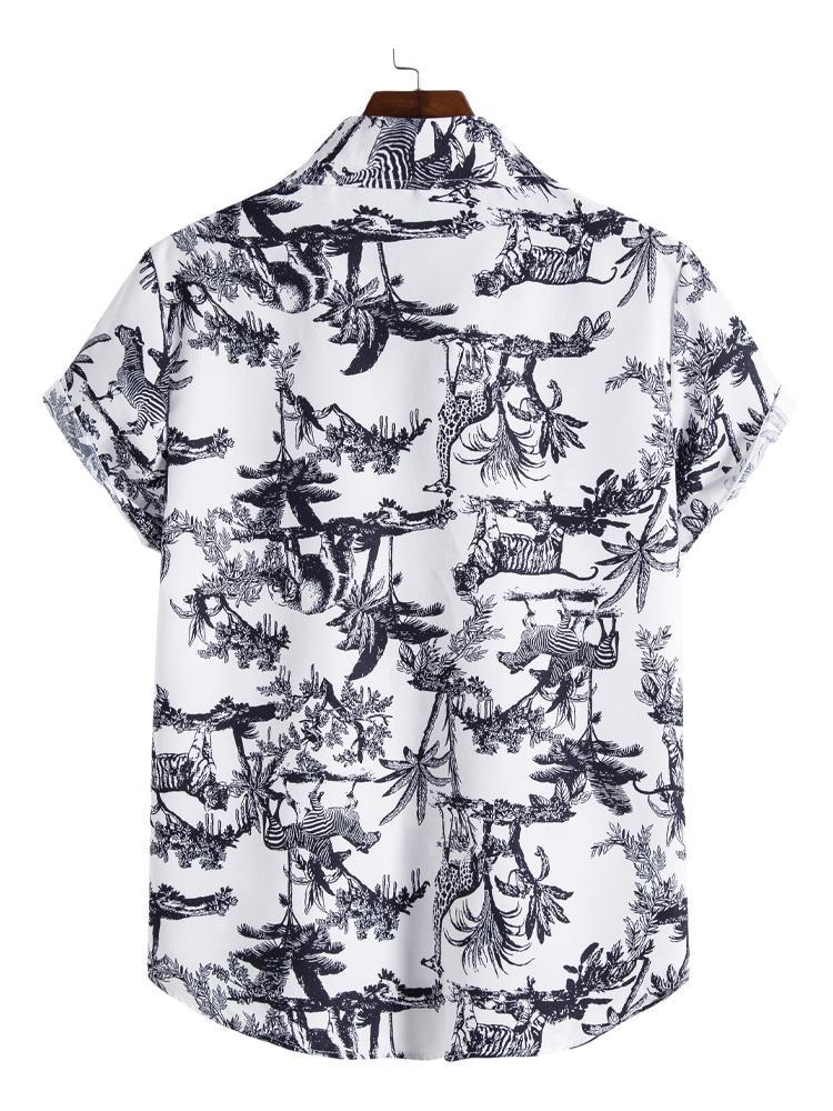 White African Animal Mens Short Sleeve Shirt Hawaiian