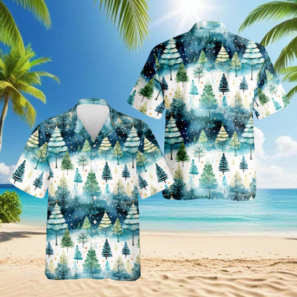 Christmas Tree Hawaiian Shirt for Men, Button Down Aloha Shirt - Azhawaiian