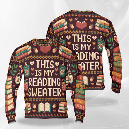 Retro Ugly Christmas Book Coffee Sweatshirt – Christmas 3D All Over Print Design