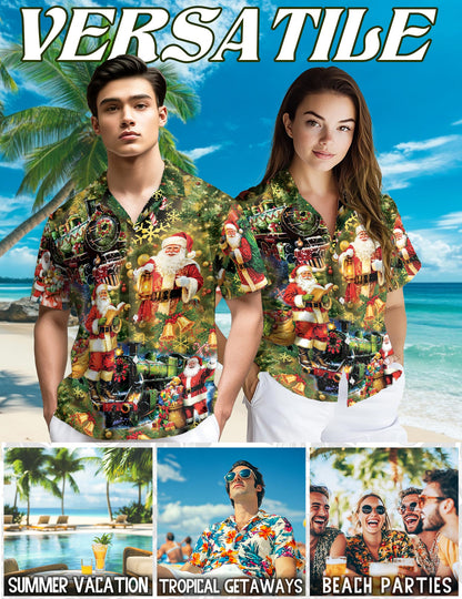 Skull Santa Christmas Hawaiian Shirt for Men, Button Down Aloha Shirt - Azhawaiian
