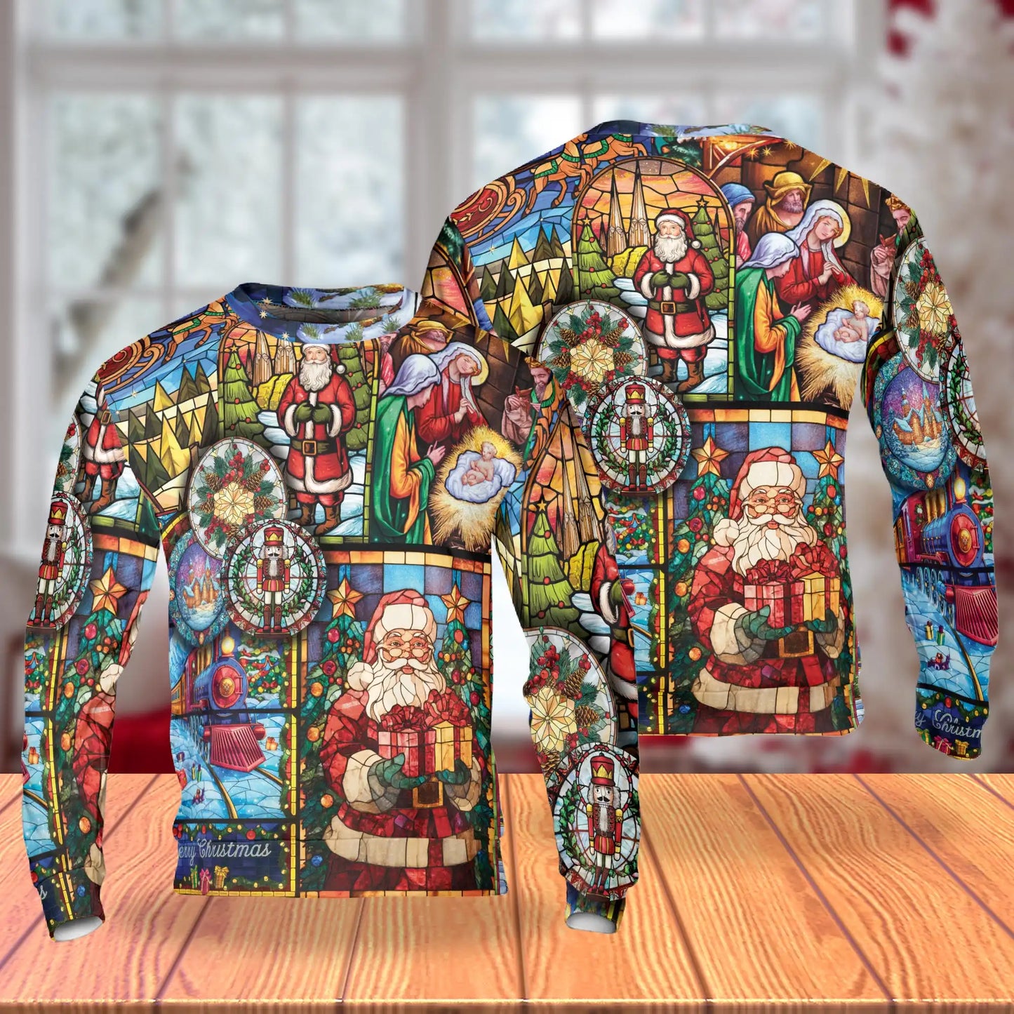 Christmas Stained Glass Sweatshirt – Christmas 3D All Over Print Design