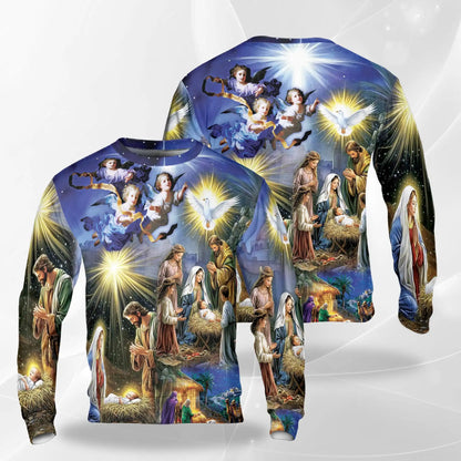 Jesus Birth Christmas Sweatshirt – Christmas 3D All Over Print Design