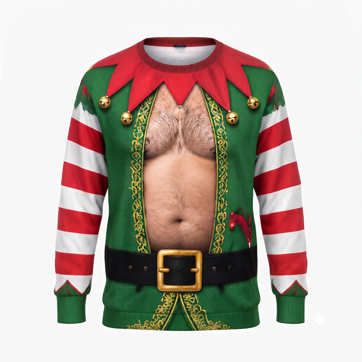 Hairy Chest Elf Sweatshirt – Funny Christmas Elf Costume 3D All Over Print Design