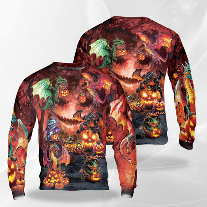 Halloween Dragon Pumpkin Sweatshirt – Colorful Graphic 3D All Over Print Design