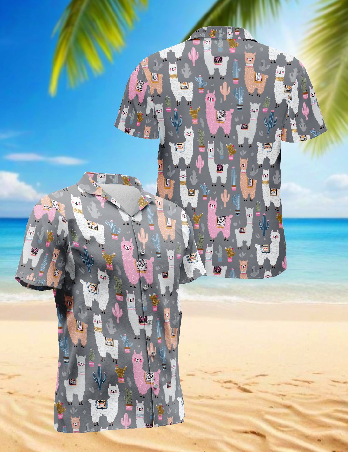 Cute Llama Hawaiian Shirt for Men, Button Down Aloha Shirt - Azhawaiian