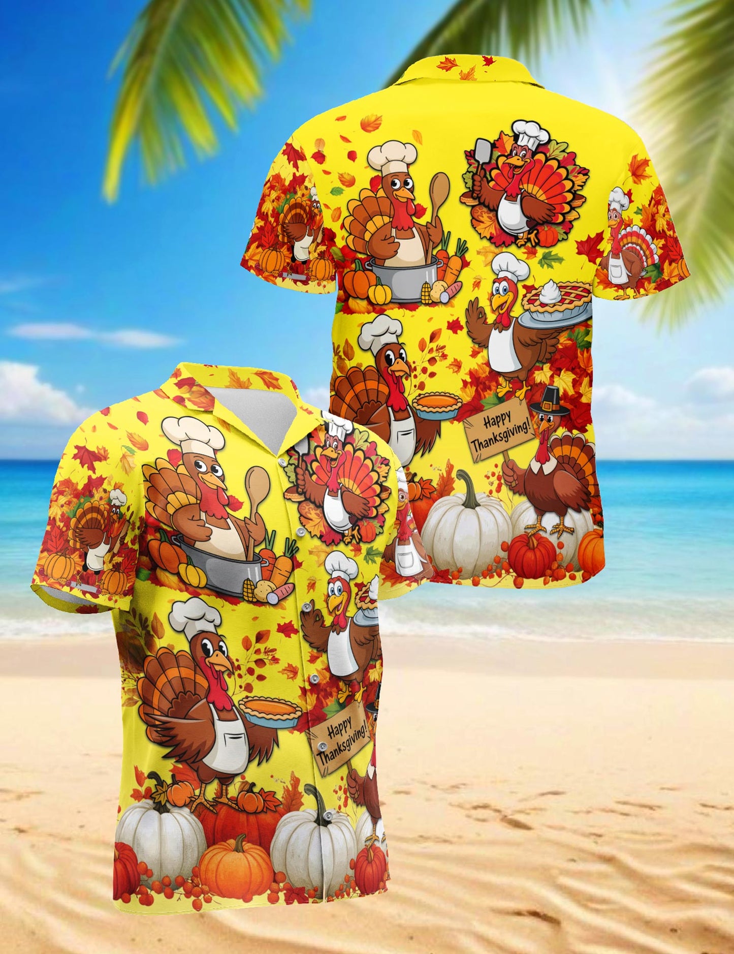 Happy Thanksgiving Hawaiian Shirt for Men, Button Down Aloha Shirt - Azhawaiian