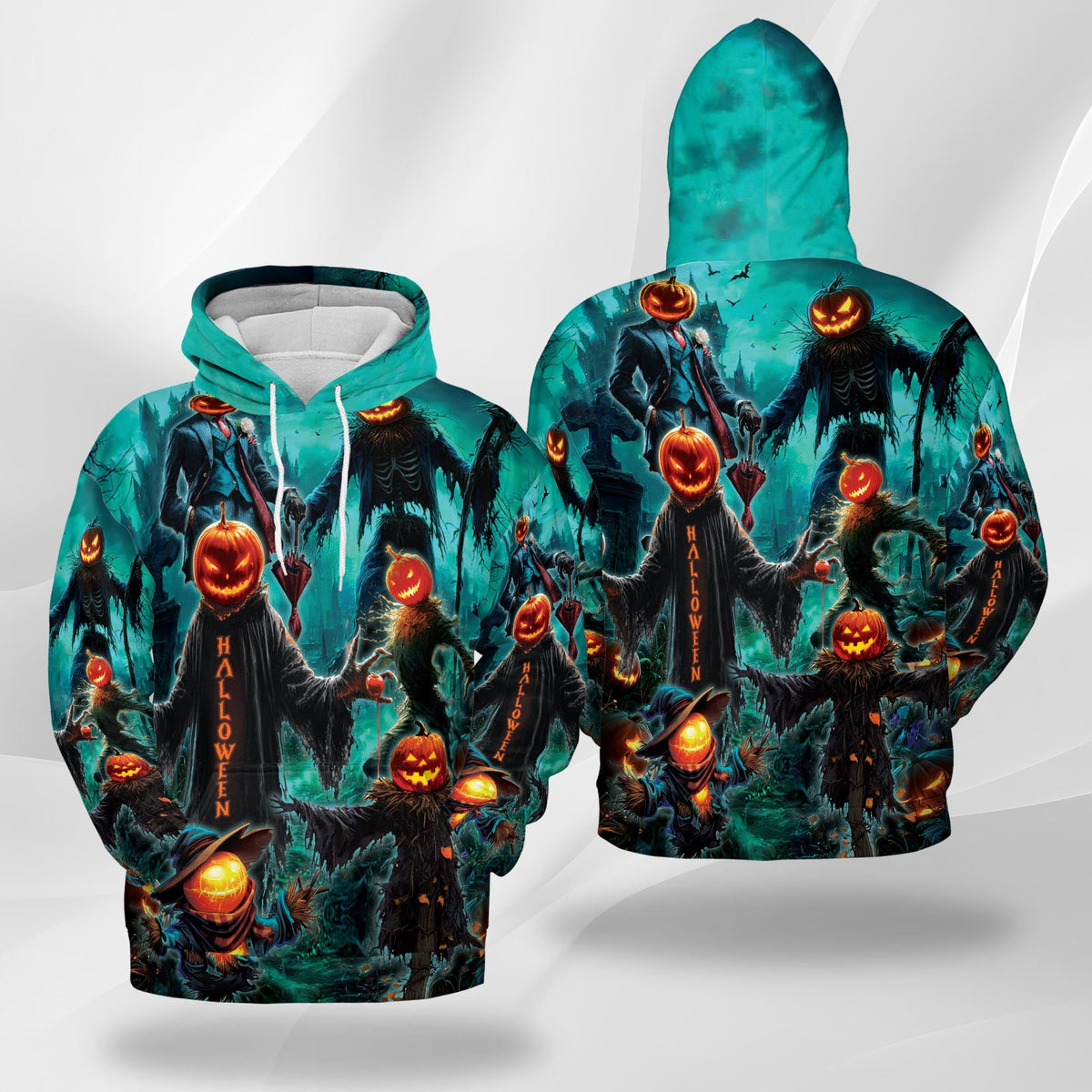 Happy Pumpkin Halloween All Over Print Hoodie, Graphic Design Skull