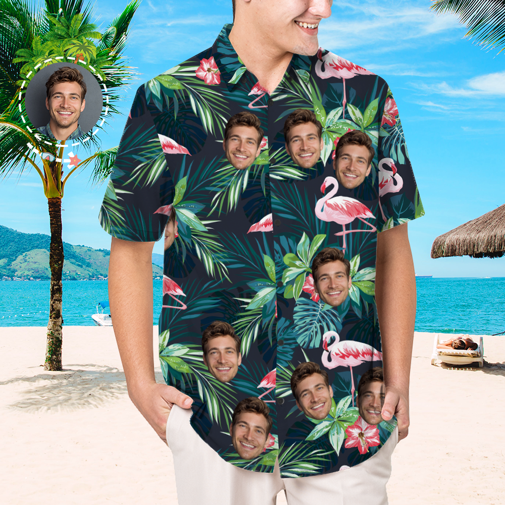 Custom Face Shirt Personalized Hawaiian Shirts With Faces Flamingo