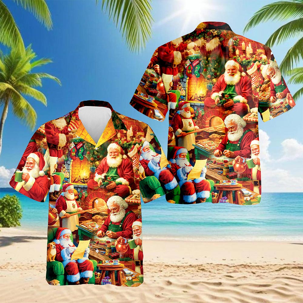 Santa Claus Workshop Christmas Hawaiian Shirt for Men, Button Down Aloha Shirt - Azhawaiian