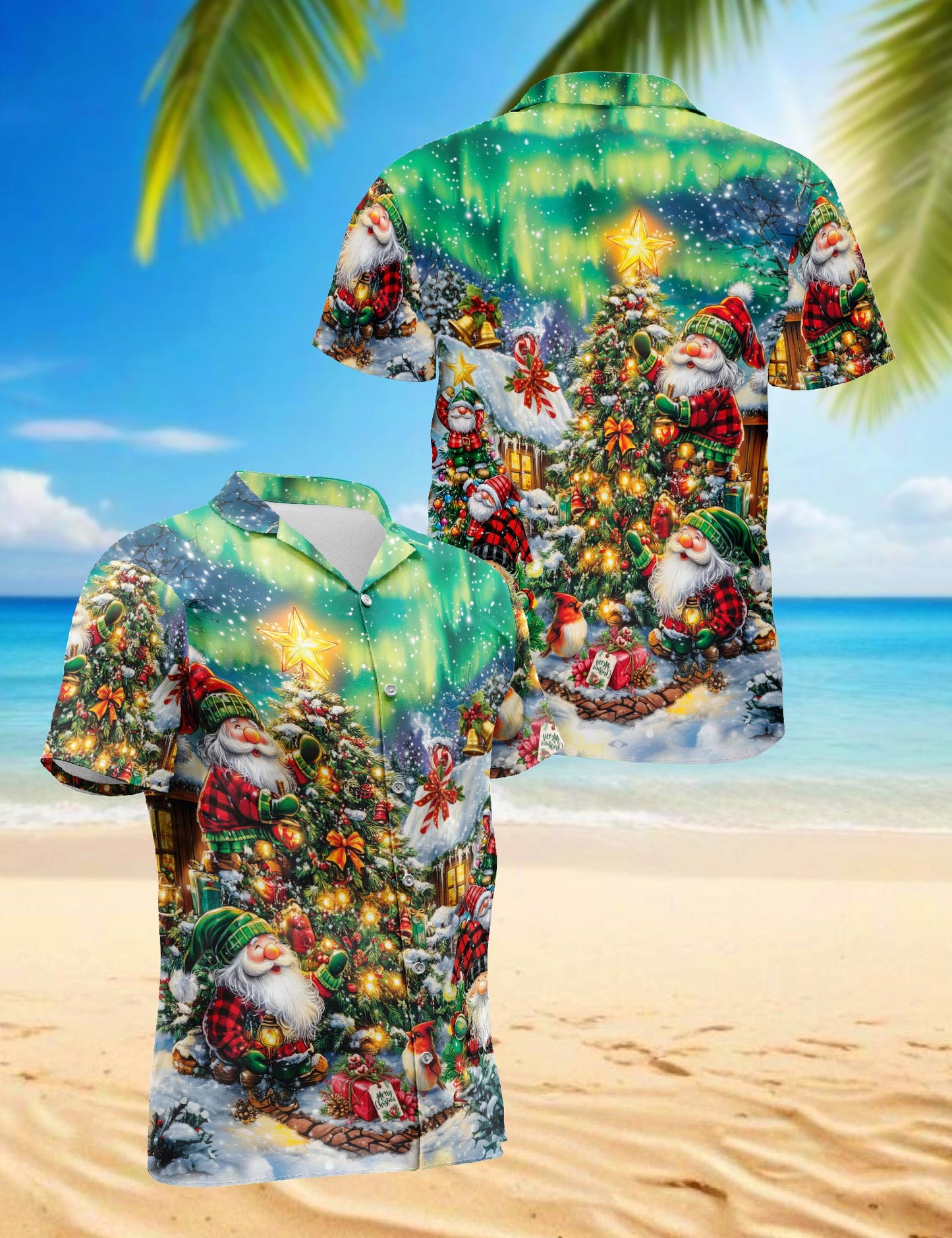 Christmas Gnome Hawaiian Shirt for Men, Button Down Aloha Shirt - Azhawaiian