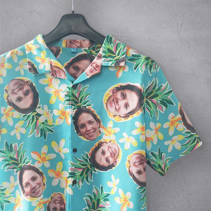 Personalised Christmas Shirts Australia Custom Face Flower Men's All Over The Print Pineapple Hawaiian Shirt