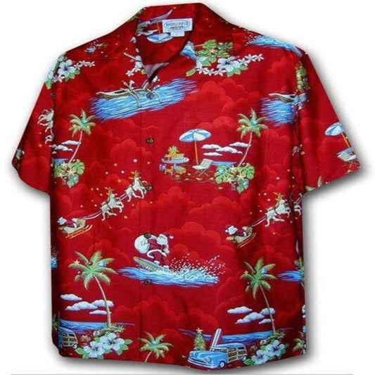 Merry Christmas Santa Claus Red Hawaiian Aloha Shirts