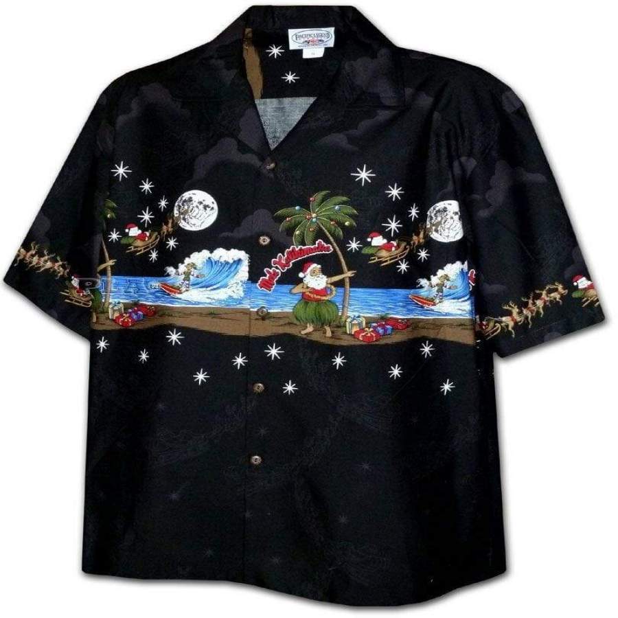 Hawaiian Aloha Shirts Santa Hula Mele Kalikimaka Christmas #DH