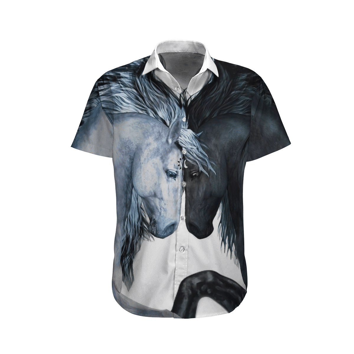 Horse  Black Unique Design Unisex Hawaiian Shirt 