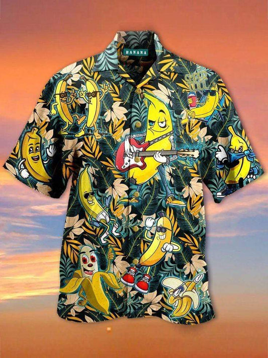 Bananas Play Guitar Hawaiian Aloha Shirts For Music Lovers #Dh