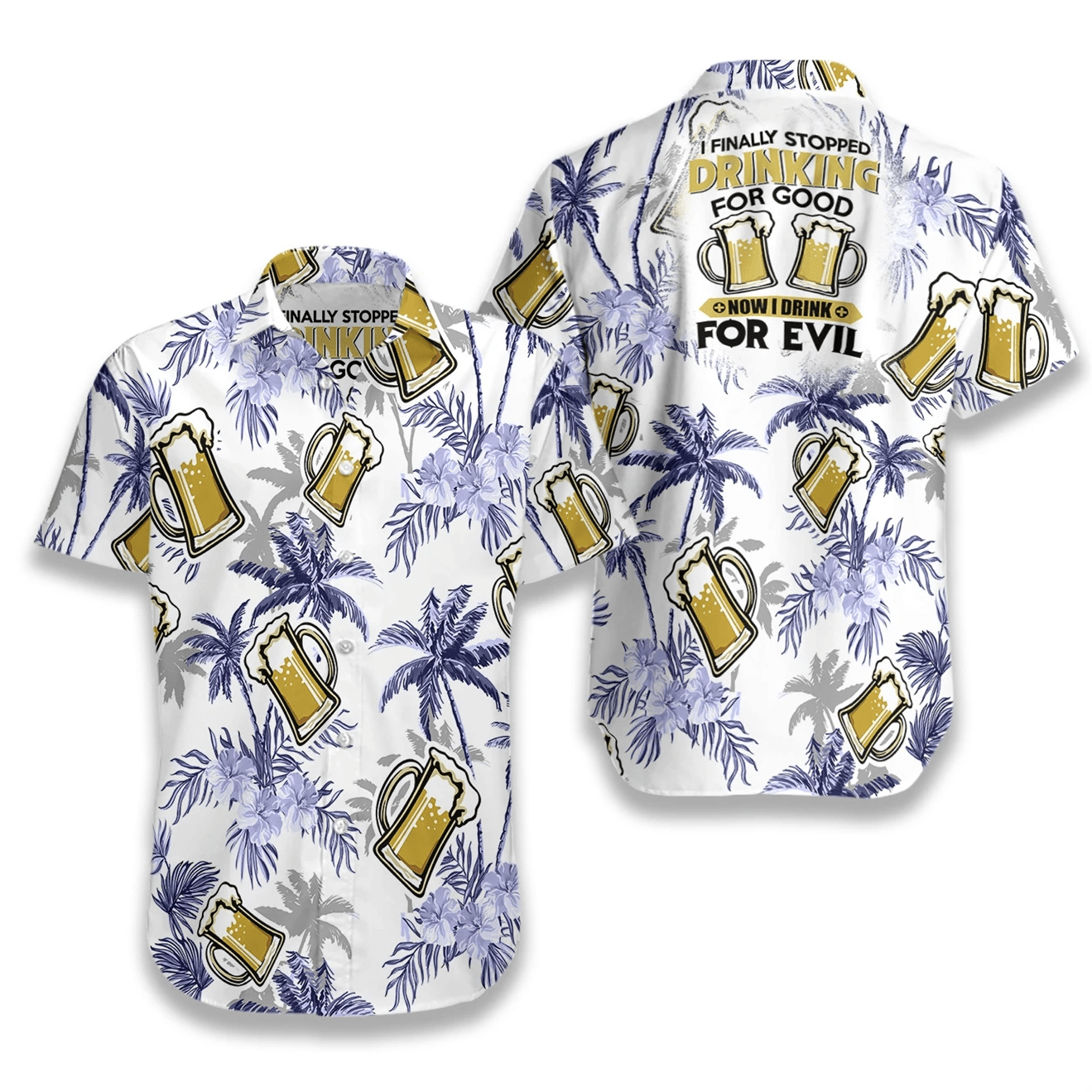 Hawaiian Aloha Shirts Beer Coconut Tree