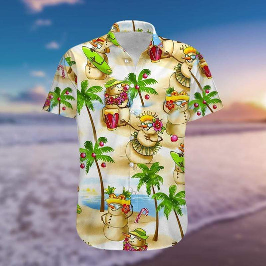 Hawaiian Aloha Shirts Snowman And Hawaii Trip #0112H