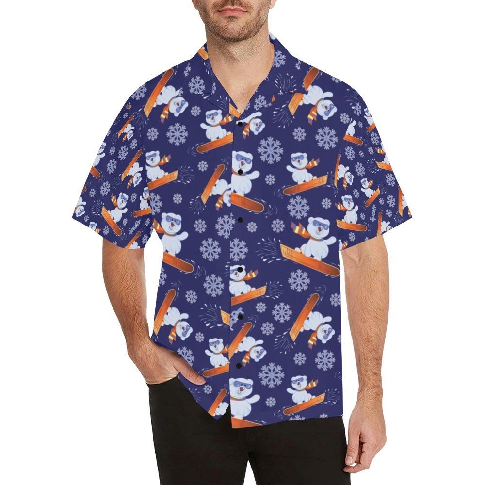 Snowboard Bear Print Design Hawaiian Shirt