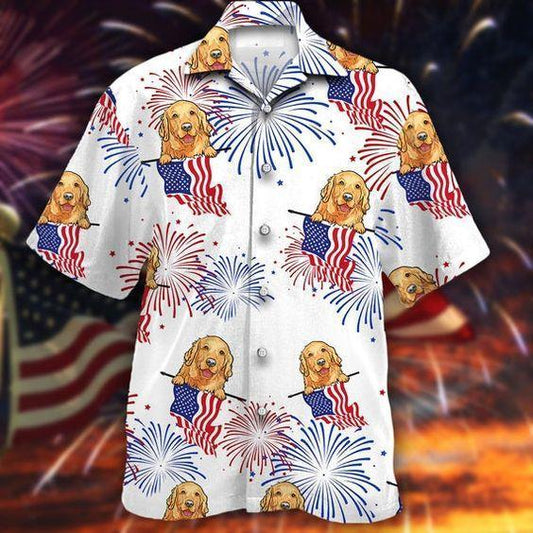 Golden America Flag Independence Day Hawaiian Shirt