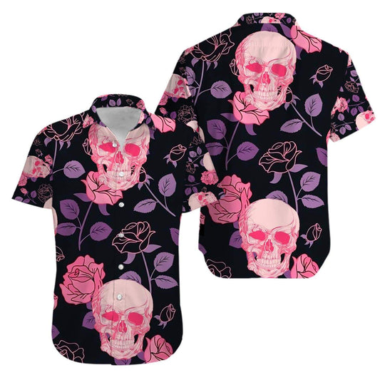 Skull tattoo rose Aloha Hawaiian Shirts #V