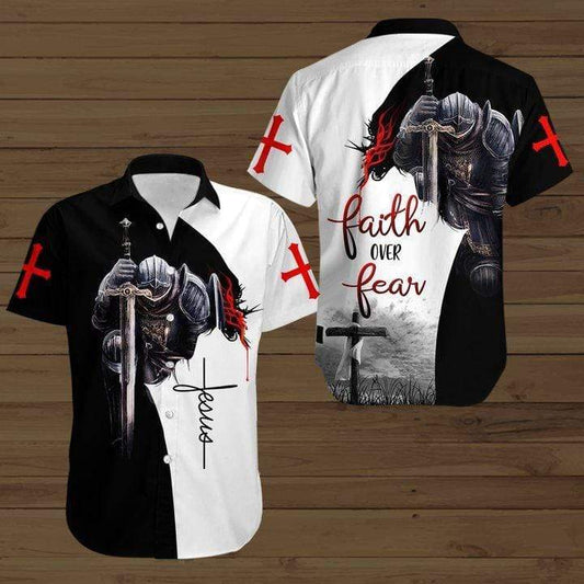 Faith Over Fear Knight Jesus Christ Aloha Hawaiian Shirts #Kv