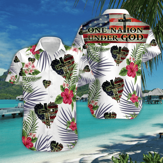 Hawaiian Aloha Shirts One Nation Under God Tropical