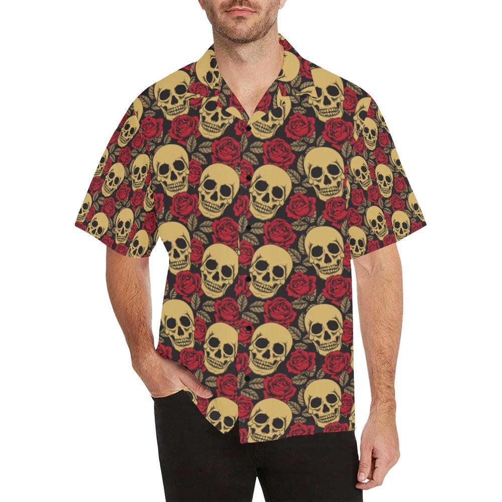 Skull And Roses Print Design Lks3 Hawaiian Shirt