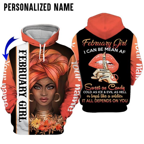 Personalized Name February Girl Was Born in February 3D All Over Printed Unisex Hoodie US Size