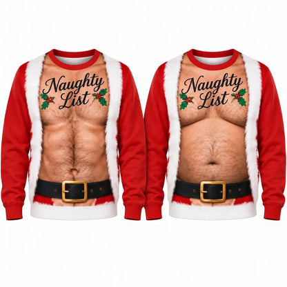 Hairy Chest Christmas Sweatshirt – Funny Ugly Christmas Santa 3D All Over Print Design