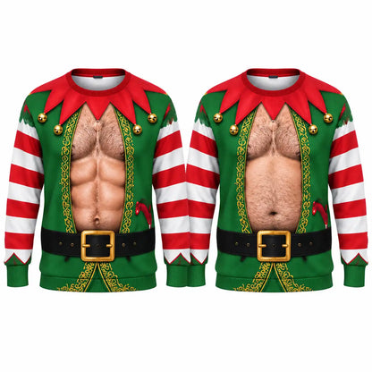 Hairy Chest Elf Sweatshirt – Funny Christmas Elf Costume 3D All Over Print Design