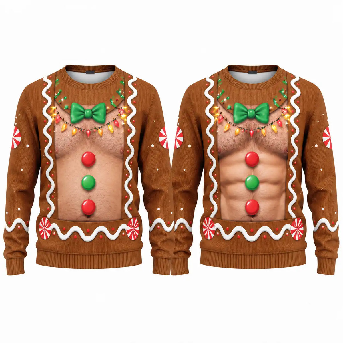 Hairy Chest Gingerbread Sweatshirt – Funny Christmas Candy Graphic 3D All Over Print Design