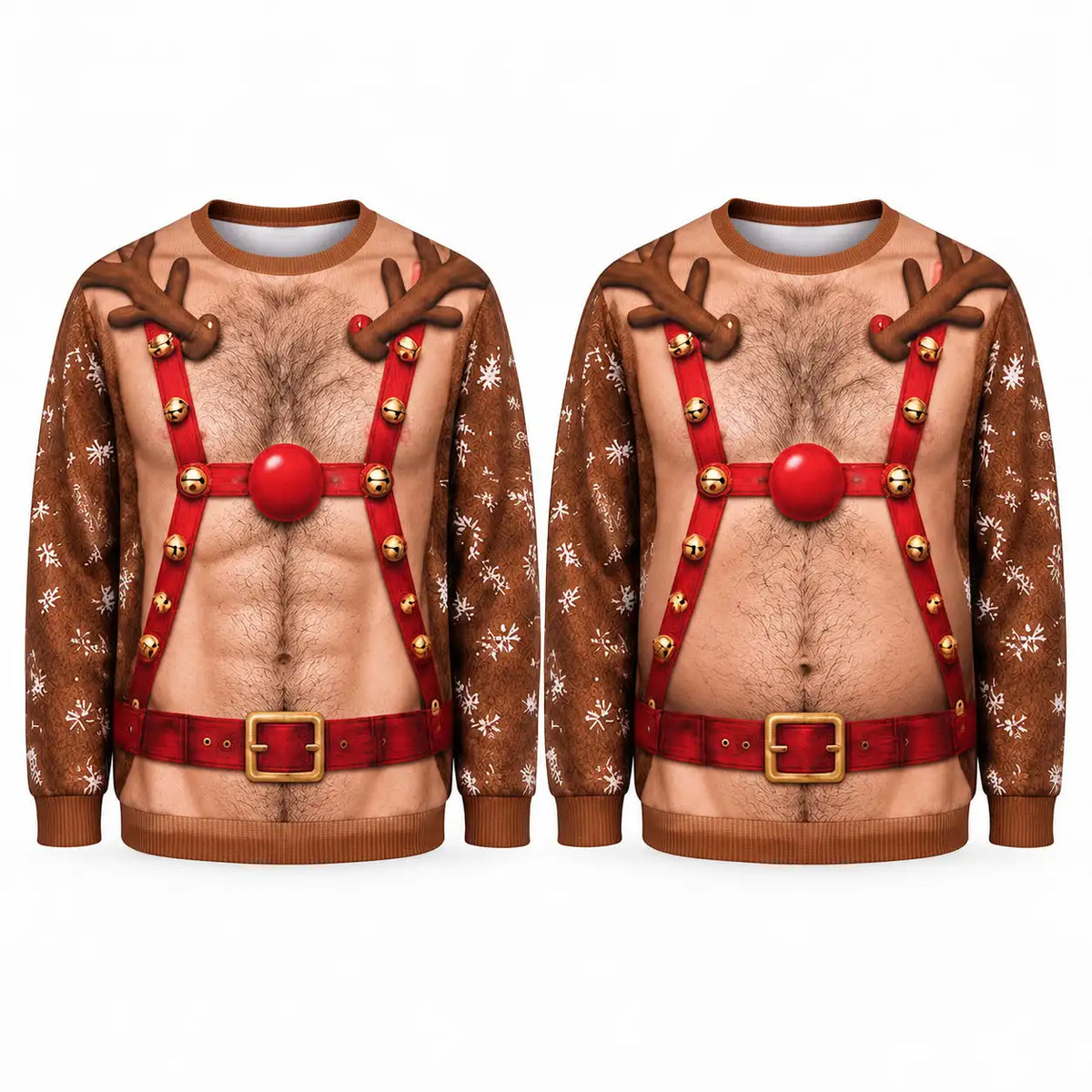 Hairy Chest Reindeer Sweatshirt – Funny Rudolph Christmas Costume 3D All Over Print Design