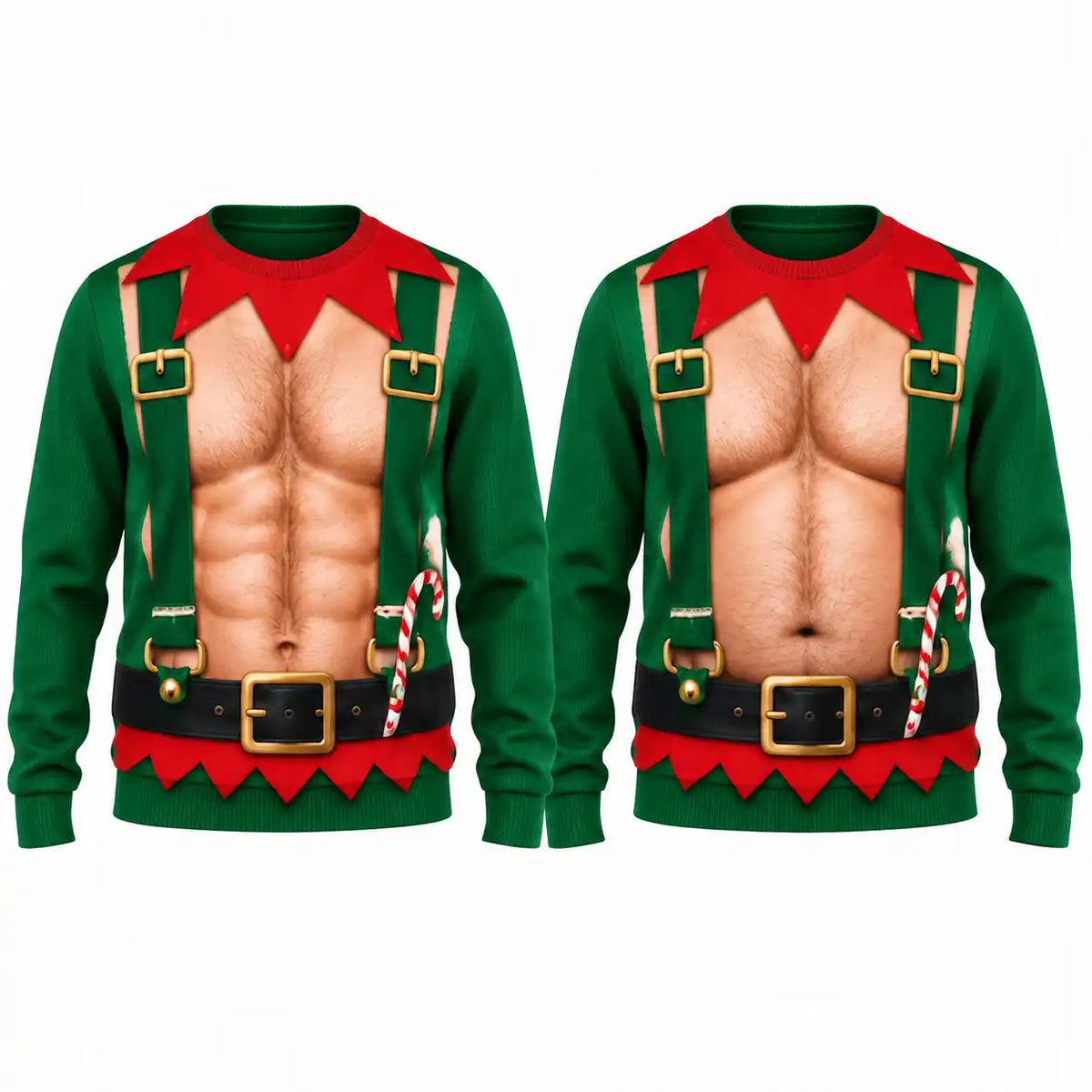 Hairy Chest Elf Sweatshirt – Funny Christmas Elf Costume 3D All Over Print Design