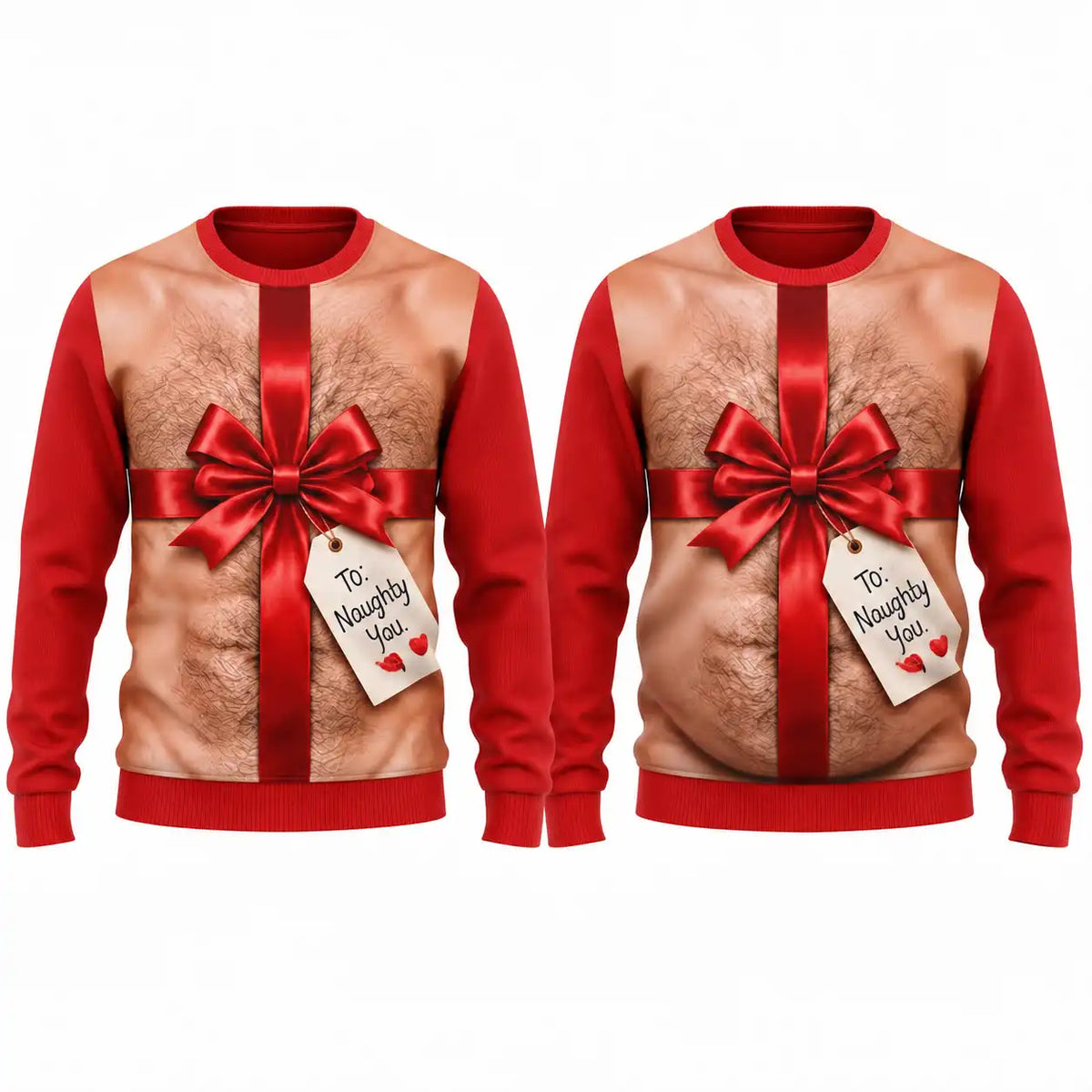 Hairy Chest Christmas Gift Sweatshirt – Funny Naughty Santa Graphic 3D All Over Print Design
