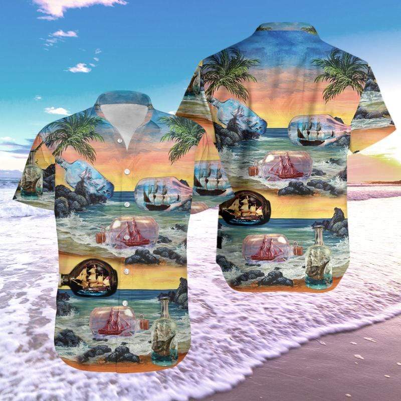 Hawaiian Aloha Shirts Ship In Bottle #1901V