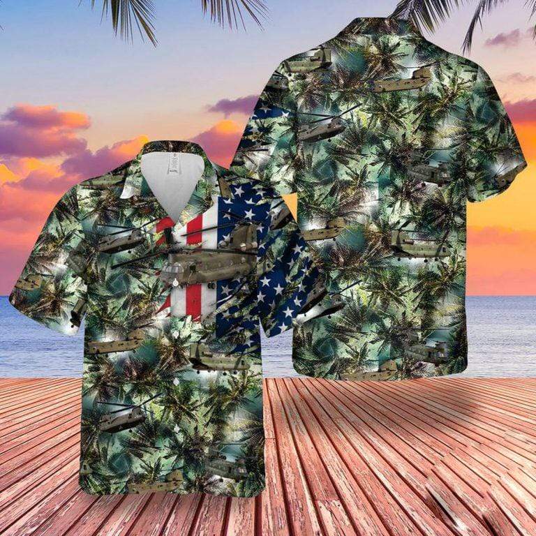 Boeing Ch-47 Us Army With Flag Hawaiian Shirts