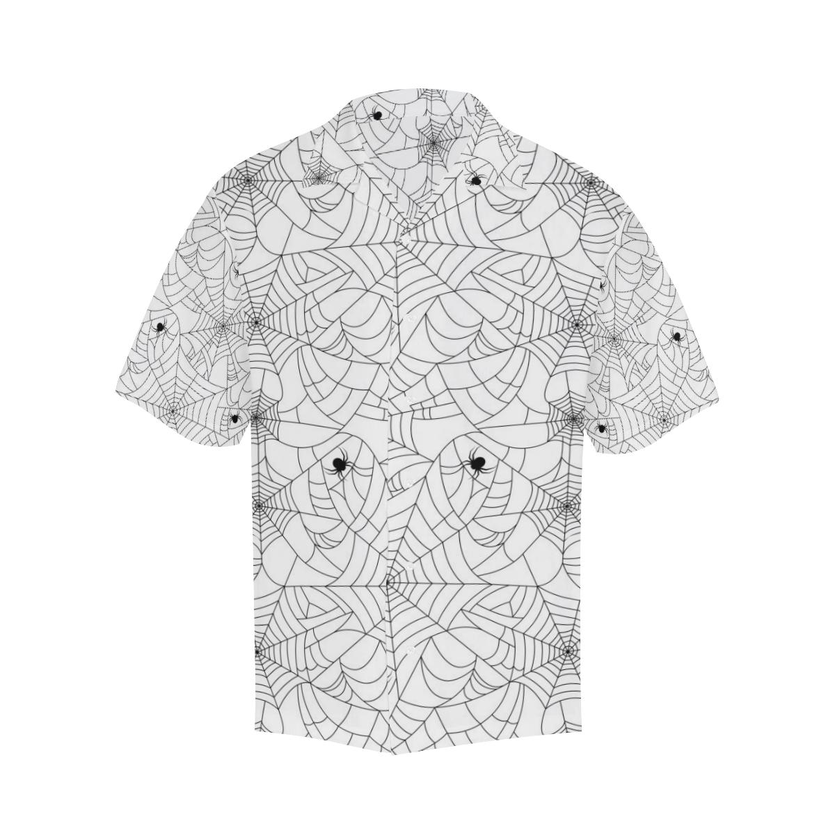 Spider Web Cobweb Pattern White Background Mens All Over Print Hawaiian Shirt