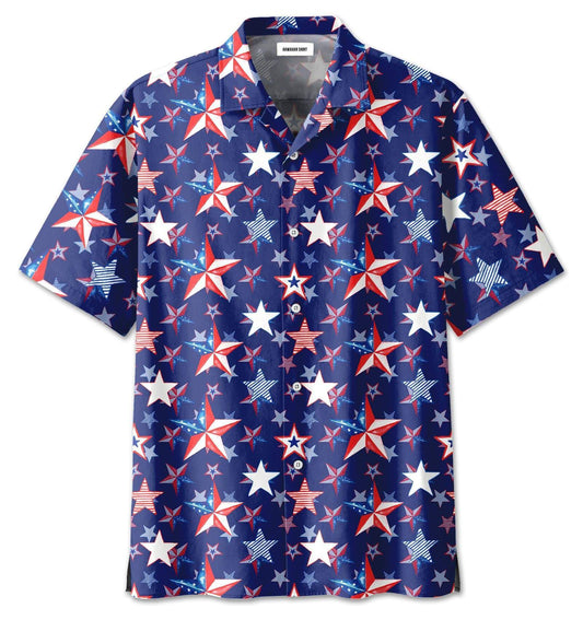 4Th Of July Us Flag Star Pattern Unisex Hawaiian Shirts 