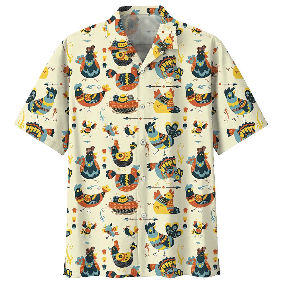 Chicken  Peach High Quality Unisex Hawaiian Shirt 