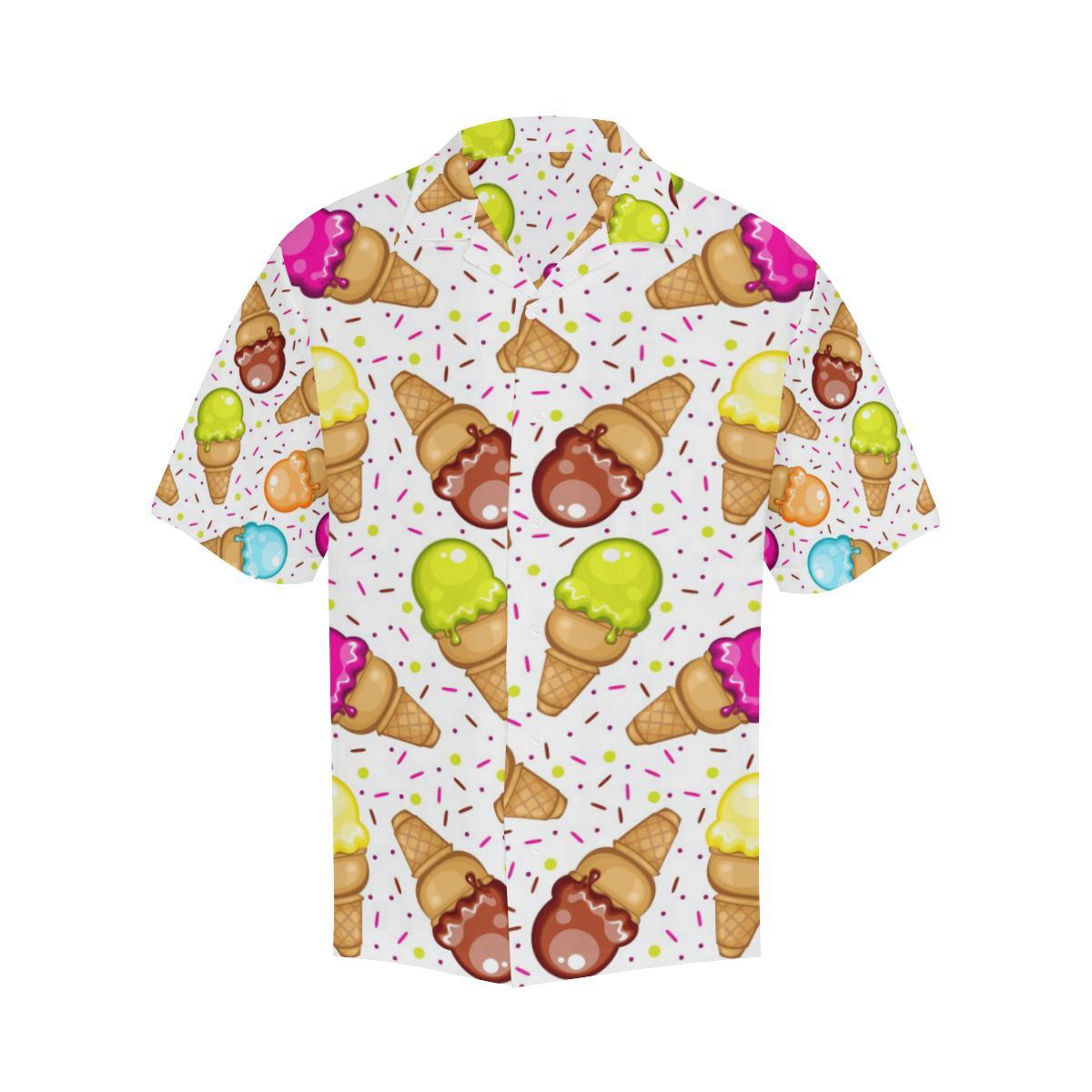 Color Ice Cream Cone Pattern Mens All Over Print Hawaiian Shirt