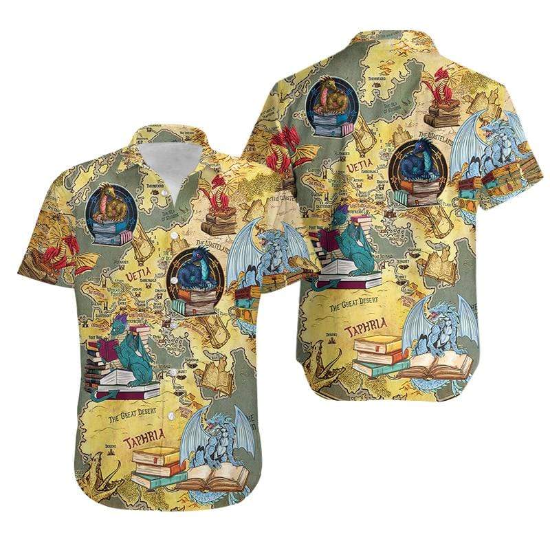 Dragon With Books Vintage Hawaiian Shirts #21220l