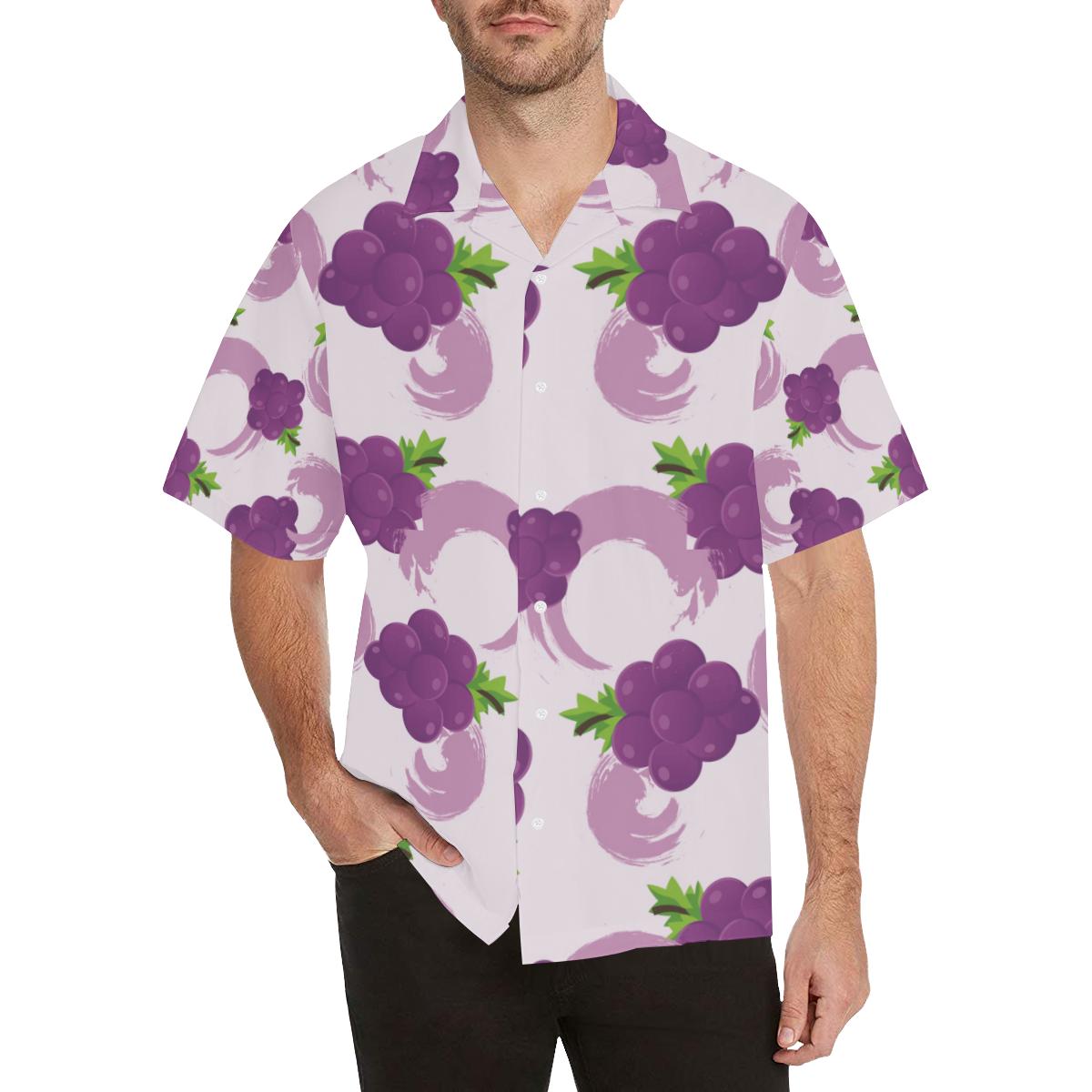 Cute Grape Pattern Mens All Over Print Hawaiian Shirt