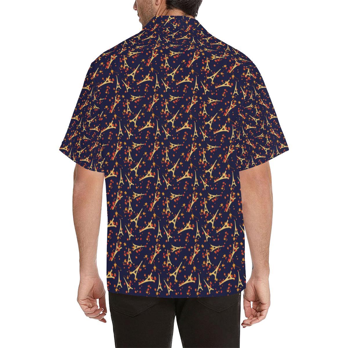 Eiffel Tower Pattern Print Design 02 Mens All Over Hawaiian Shirt