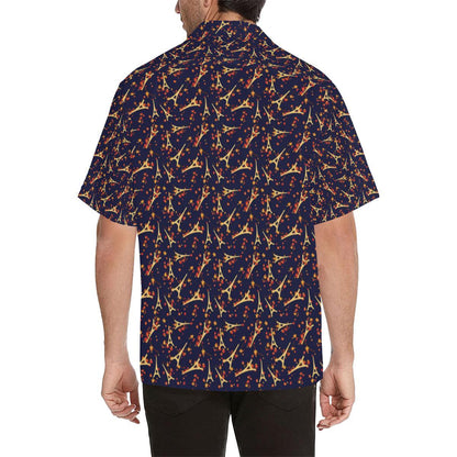 Eiffel Tower Pattern Print Design 02 Mens All Over Hawaiian Shirt