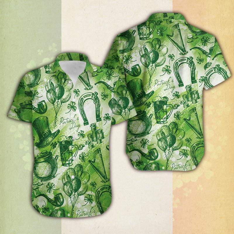 Whole Green SaintPatrick's Day Vintage Hawaiian Aloha Shirts #DH