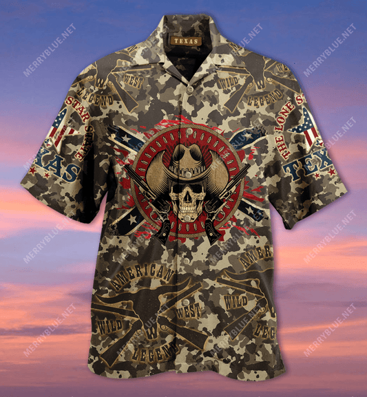 Texas Skull Cowboys Hawaiian Aloha Shirts #V